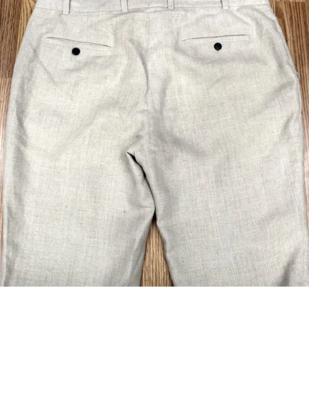 Sz 38W x 29L | 100% LINEN BESPOKE STUDIO SUITES REGULAR FIT PANTS KHAKI